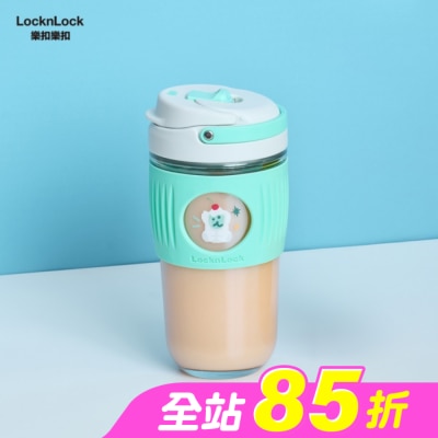 LOCK&LOCK樂扣樂扣 - 樂扣樂扣清新手提耐熱玻璃隨行杯/500ml/DINOTAENG呆萌町/綠