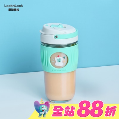 LOCK&LOCK樂扣樂扣 - 樂扣樂扣清新手提耐熱玻璃隨行杯/500ml/DINOTAENG呆萌町/綠