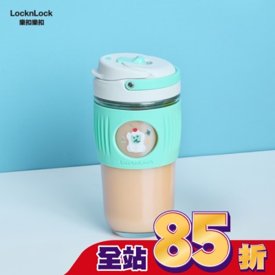 LOCK&LOCK樂扣樂扣 - 樂扣樂扣清新手提耐熱玻璃隨行杯/500ml/DINOTAENG呆萌町/綠