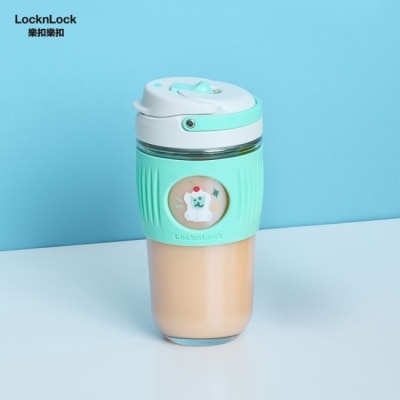 LOCK&LOCK樂扣樂扣 - 樂扣樂扣清新手提耐熱玻璃隨行杯/500ml/DINOTAENG呆萌町/綠