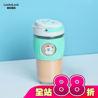 LOCK&LOCK樂扣樂扣 - 樂扣樂扣清新手提耐熱玻璃隨行杯/500ml/DINOTAENG呆萌町/綠