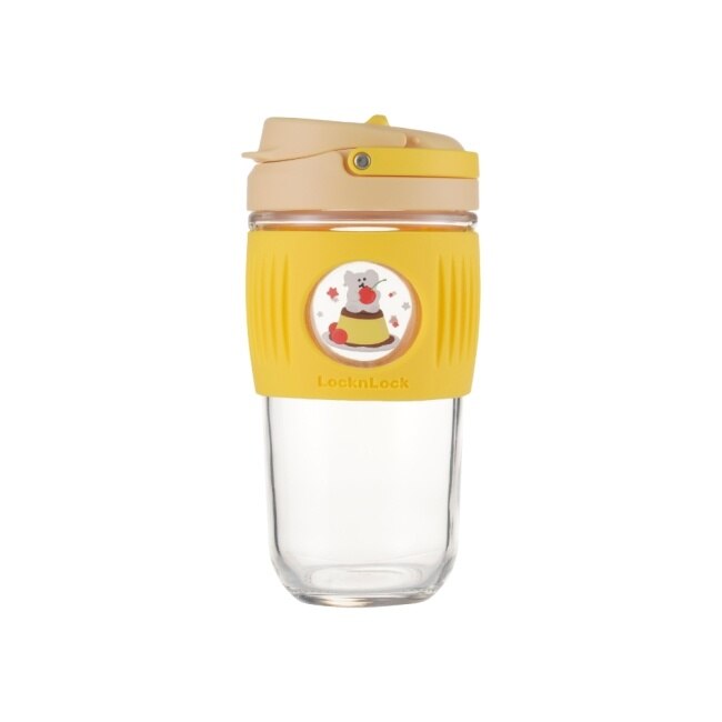 樂扣樂扣清新手提耐熱玻璃隨行杯/500ml/呆萌町/黃