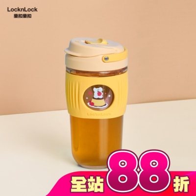 LOCK&LOCK樂扣樂扣 - 樂扣樂扣清新手提耐熱玻璃隨行杯/500ml/DINOTAENG呆萌町/黃