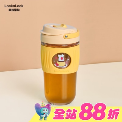 LOCK&LOCK樂扣樂扣 - 樂扣樂扣清新手提耐熱玻璃隨行杯/500ml/DINOTAENG呆萌町/黃