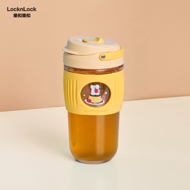 樂扣樂扣清新手提耐熱玻璃隨行杯/500ml/DINOTAENG呆萌町/黃