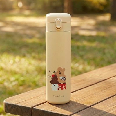 LOCK&LOCK樂扣樂扣 - 樂扣樂扣簡約彈蓋保溫杯/480ml/DINOTAENG呆萌町/米黃