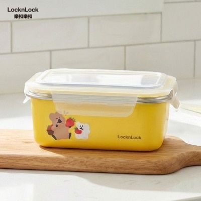 LOCK&LOCK樂扣樂扣 - 樂扣樂扣可微波玩美Match不鏽鋼隔熱便當盒/800ml/DINOTAENG呆萌町/黃