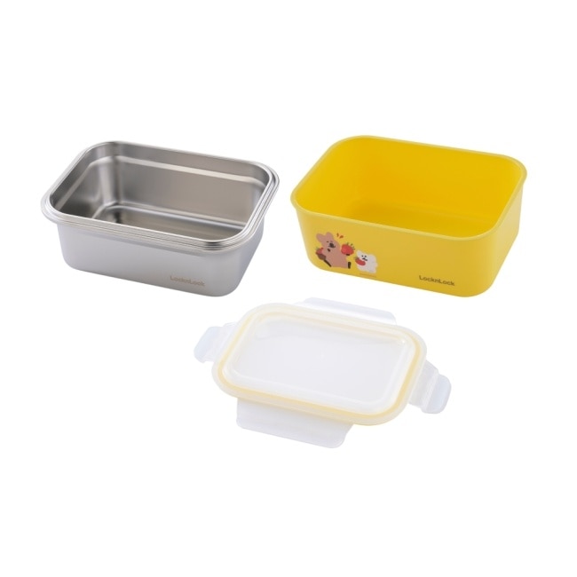 樂扣樂扣可微波玩美Match不鏽鋼隔熱便當盒/800ml/呆萌町黃