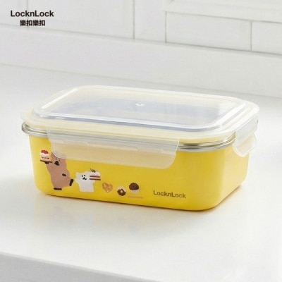 LOCK&LOCK樂扣樂扣 - 樂扣樂扣可微波玩美Match不鏽鋼隔熱便當盒/1200ml/DINOTAENG呆萌町/黃