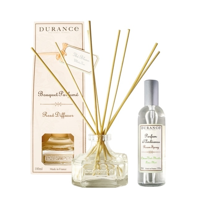 DURANCE 朵昂思 新氣象空氣煥新組(白茶擴香100ml+青檸薄荷香氛噴霧100ml)-專櫃公司貨