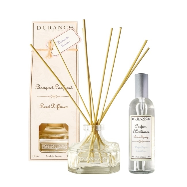 DURANCE 朵昂思 新氣象空氣煥新組(薰衣草擴香100ml+清新亞麻香氛噴霧100ml)-專櫃公司貨