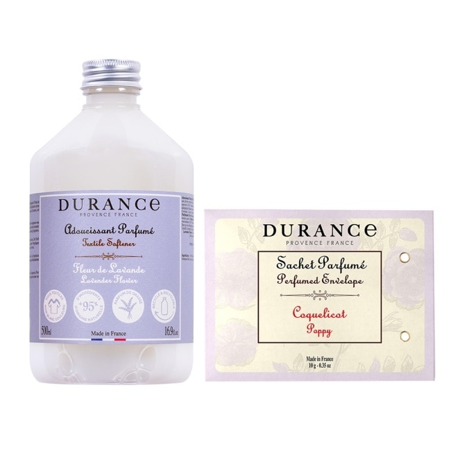 DURANCE 朵昂思 清爽整理衣物煥新組(薰衣草花柔軟精500ml+虞美人香封10g)-專櫃公司貨