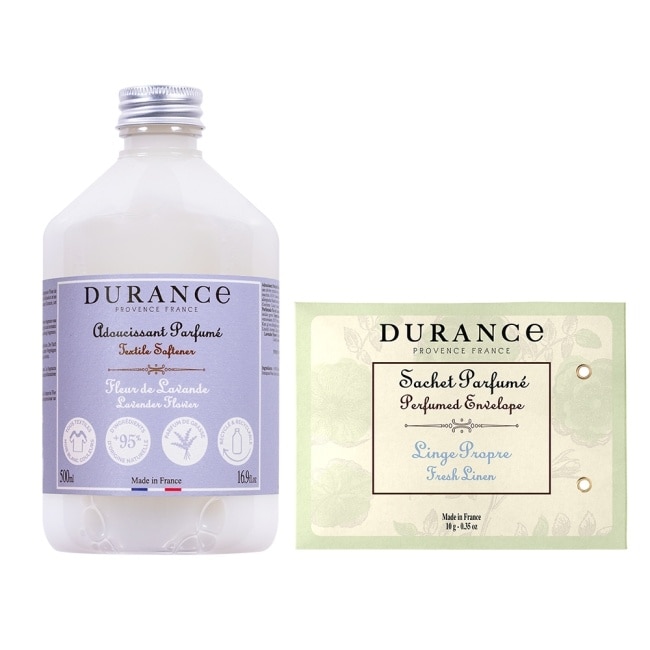 DURANCE 朵昂思 清爽整理衣物煥新組(薰衣草花柔軟精500ml+清新亞麻香封10g)-專櫃公司貨
