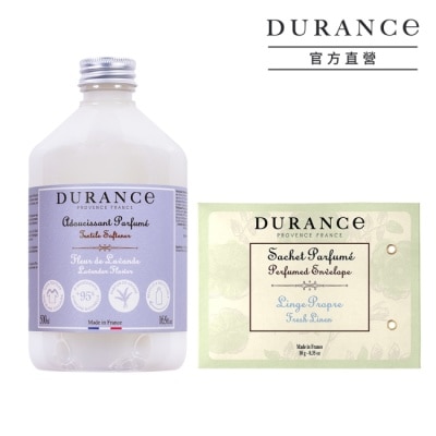 DURANCE DURANCE 朵昂思 清爽整理衣物煥新組(薰衣草花柔軟精500ml+清新亞麻香封10g)-專櫃公司貨