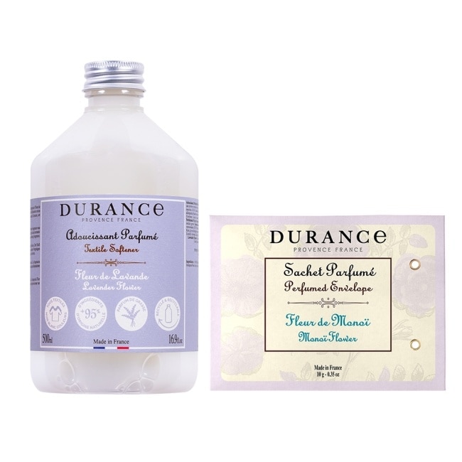 DURANCE 朵昂思 清爽整理衣物煥新組(薰衣草花柔軟精500ml+芙蓉花香封10g)-專櫃公司貨