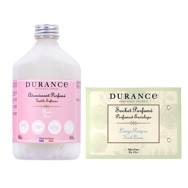 DURANCE 朵昂思 清爽整理衣物煥新組(玫瑰柔軟精500ml+清新亞麻香封10g)-專櫃公司貨
