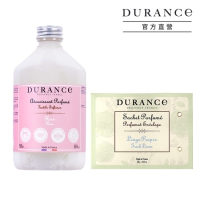 DURANCE DURANCE 朵昂思 清爽整理衣物煥新組(玫瑰柔軟精500ml+清新亞麻香封10g)-專櫃公司貨