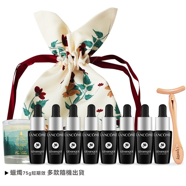 LANCOME 蘭蔻 超極限肌因賦活露保養香氛限定組(肌因賦活露7mlX8+香氛蠟燭75g)-國際航空版