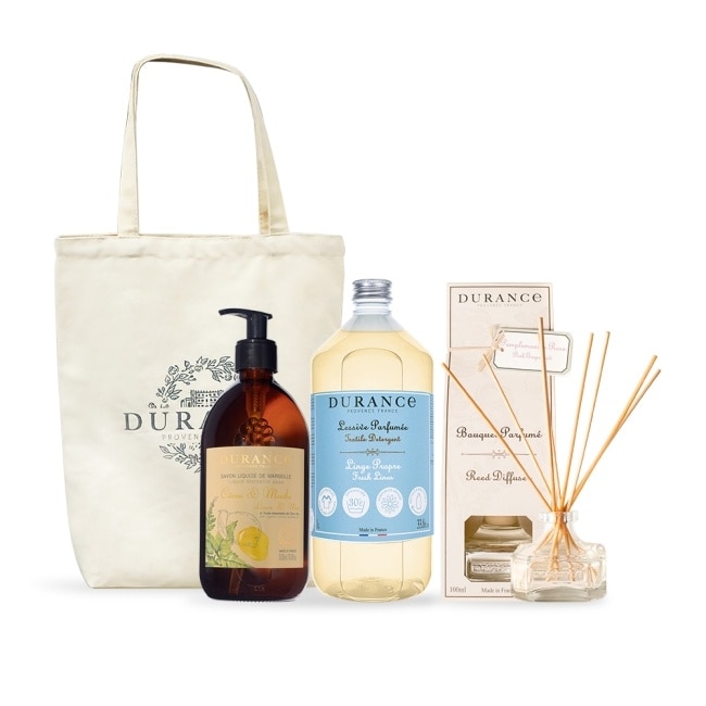 DURANCE 朵昂思 液態皂500ml(檸檬薄荷)+洗衣精1L(清新亞麻)-贈擴香組100ml+托特包-專櫃公司貨