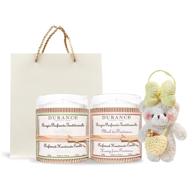 DURANCE 朵昂思 手工精油蠟燭買1+1(180gX2)-白茶+隨機味道-贈吊飾+提袋-專櫃公司貨