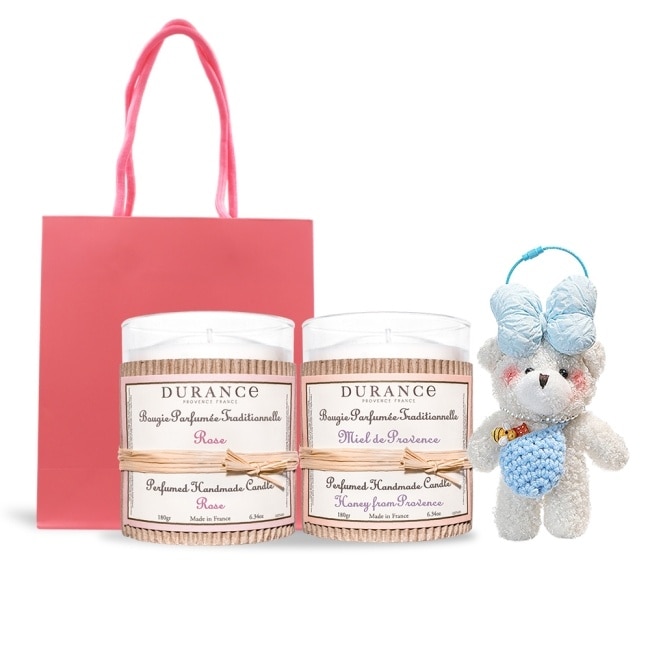 DURANCE 朵昂思 手工精油蠟燭買1+1(180gX2) -玫瑰+隨機味道-贈吊飾+提袋-專櫃公司貨