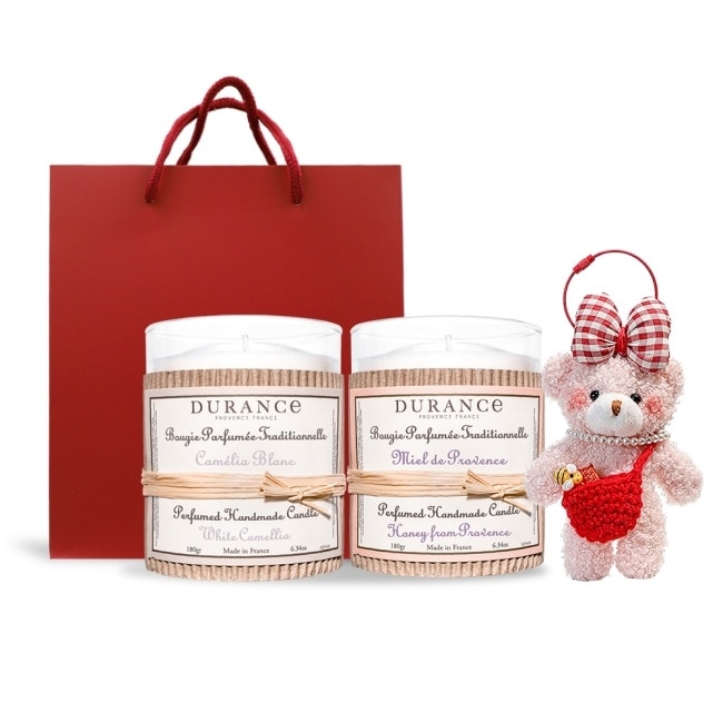 DURANCE 朵昂思 手工精油蠟燭買1+1(180gX2) -山茶花+隨機味道-贈吊飾+提袋-專櫃公司貨