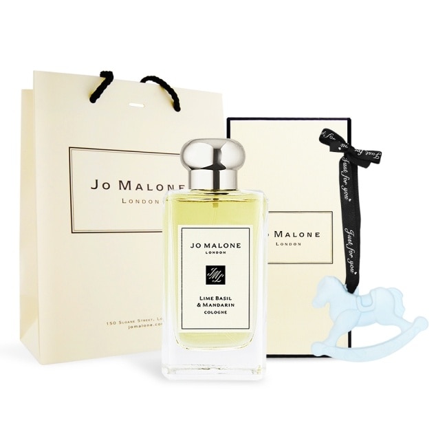Jo Malone 青檸羅勒與柑橘香水(100ml)+好運馬香氛擴香石掛飾+品牌提袋-首選香氛禮-國際航空版