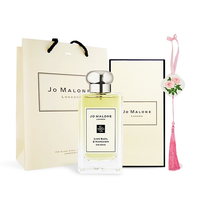 Jo Malone 青檸羅勒與柑橘香水(100ml)+玫瑰香氛擴香石掛飾+品牌提袋-情人節送禮首選-國際航空版