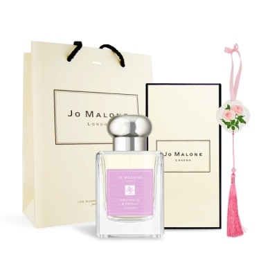 JOMALONE Jo Malone 玫瑰水與香草限定版香水(50ml)+玫瑰香氛擴香石掛飾+品牌提袋-情人節送禮首選-國際航空版