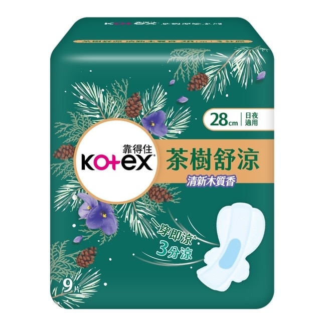 靠得住茶樹舒涼棉木質香28cm9片