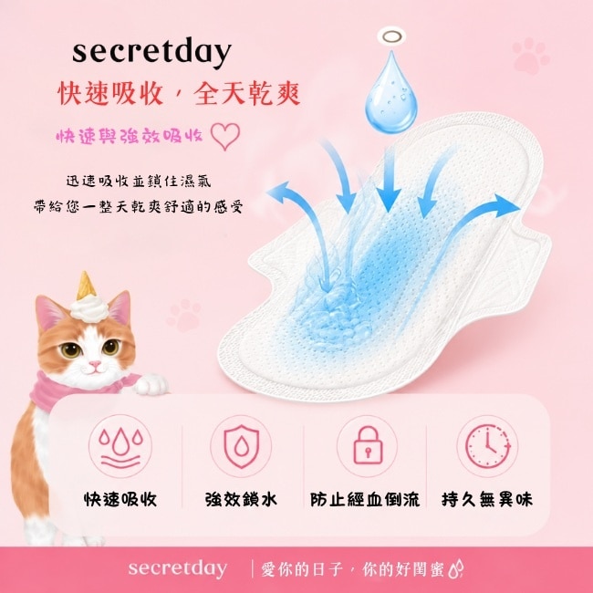 秘之日Secretday_Love超強吸收棉柔衛生棉S_21cm18片 image