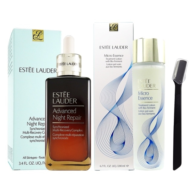 雅詩蘭黛 雙重煥活修護組(特潤修護露100ml+原生露200ml+修眉刀)