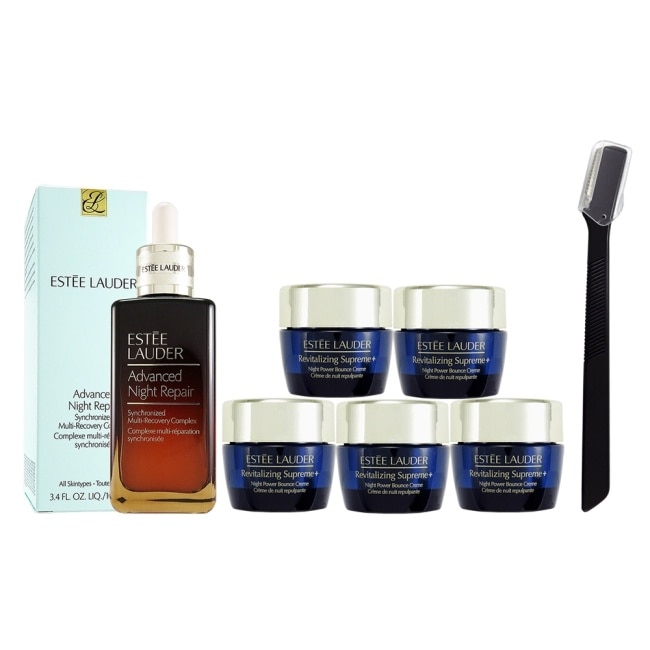 雅詩蘭黛 夜間修護雙星組(特潤修護露100ml+一夜霜15mlx5+修眉刀)