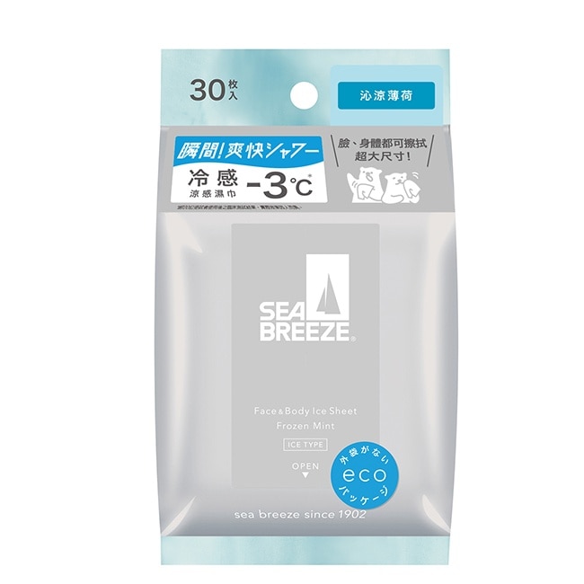 SEA BREEZE臉&身體兩用 涼感濕巾__沁涼薄荷30枚入