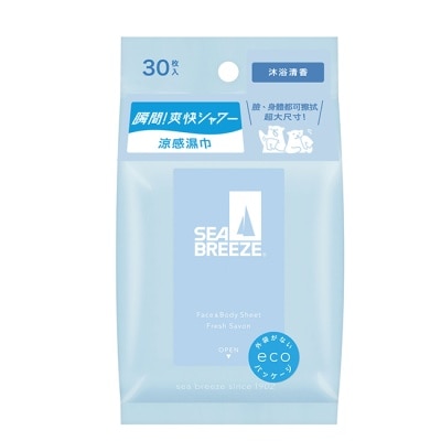 SEA BREEZE - SEA BREEZE臉&身體兩用 涼感濕巾__沐浴清香 30枚入