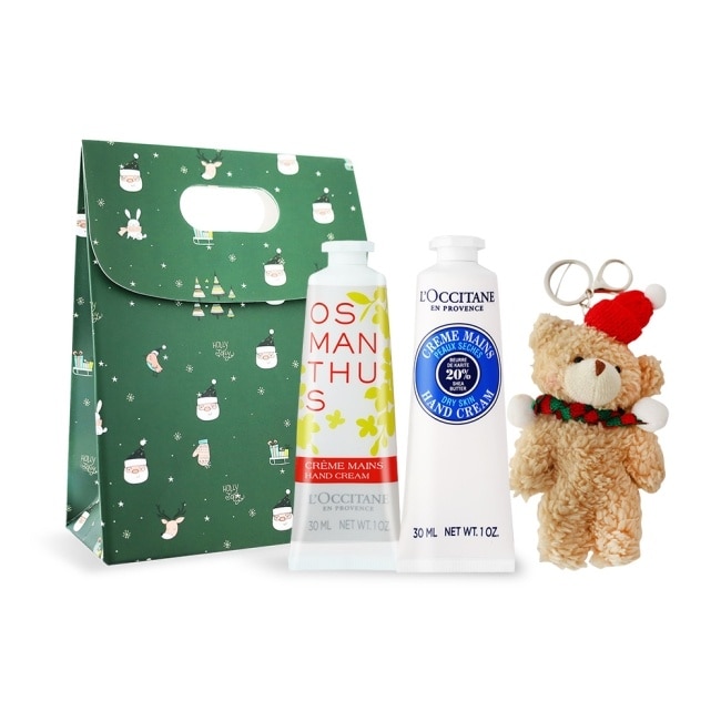 L’OCCITANE 歐舒丹 經典護手霜30mlX2禮袋組-乳油木+桂花-國際航空版