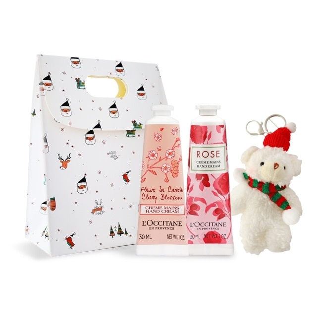 L’OCCITANE 歐舒丹 經典護手霜30MLX2禮袋組-櫻花+ 玫瑰
