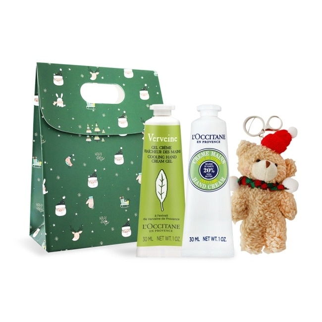 L’OCCITANE 歐舒丹 經典護手霜30mlX2禮袋組-馬鞭草+乳油木萊姆-國際航空版