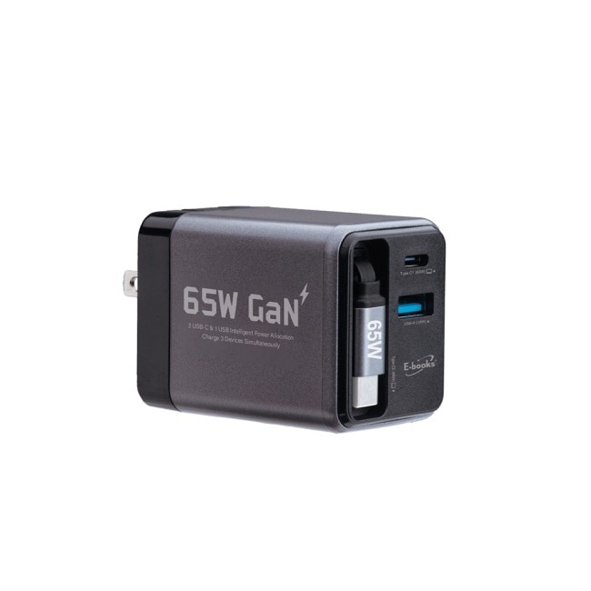 E-books B147 【台灣製造】65W 氮化鎵磁吸伸縮65W快充線充電器