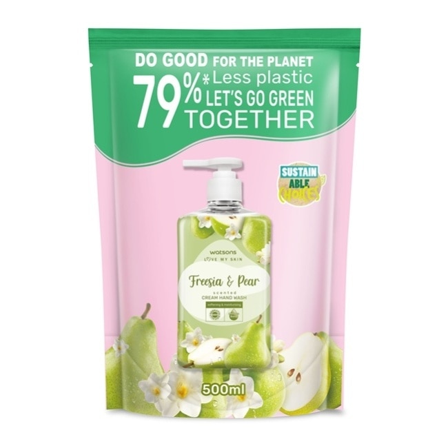 屈臣氏小蒼蘭蜜梨清香潔手乳補充包500ml image