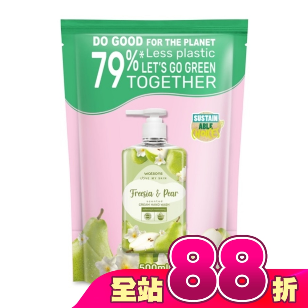 屈臣氏小蒼蘭蜜梨清香潔手乳補充包500ml