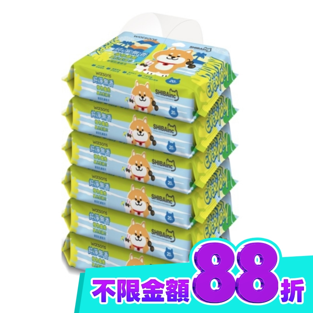 屈臣氏無香嬰兒柔濕巾20片6包(柴犬工房2026) image