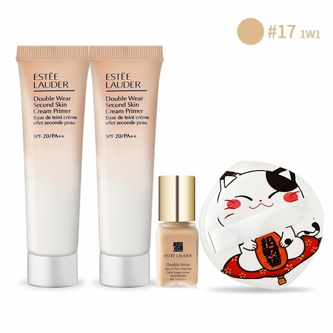 ESTEE LAUDER 雅詩蘭黛 粉持久出國美肌組[乖乖乳(15ml)x2+持妝粉底(7ml)1W1 ]附收納粉撲