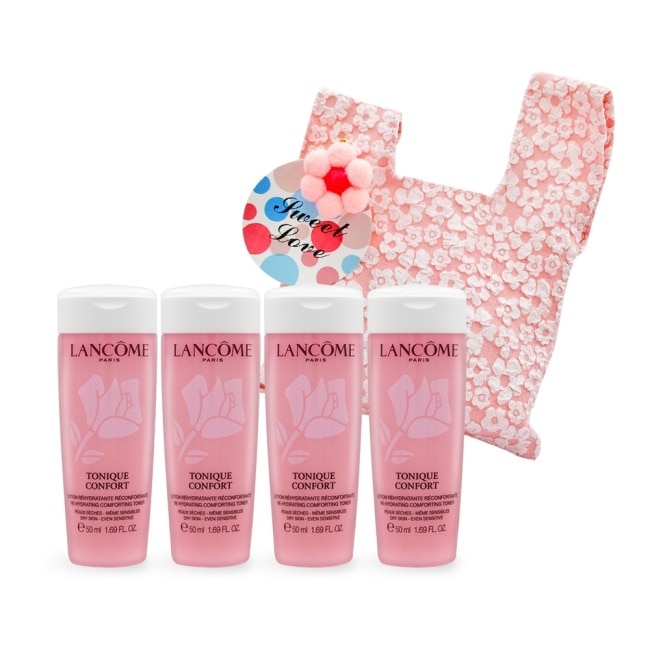 LANCOME 蘭蔻 溫和保濕水輕旅行保養組[保濕水(50ml)x4+旅行收納袋]-國際航空版