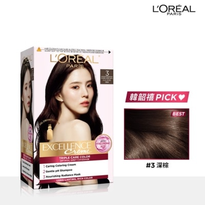 L'Oreal Paris 巴黎萊雅優媚霜 - 巴黎萊雅優媚霜三重護髮染髮霜 3 深棕 #韓韶禧推薦款 #全新升級