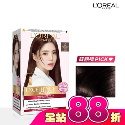L'Oreal Paris 巴黎萊雅優媚霜 - 巴黎萊雅優媚霜三重護髮染髮霜 4 自然棕 #韓韶禧推薦款 #全新升級