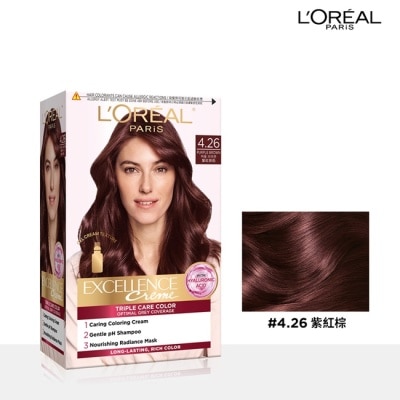 L'Oreal Paris 巴黎萊雅優媚霜 - 巴黎萊雅優媚霜三重護髮染髮霜 4.26 紫紅棕色 #韓韶禧推薦款 #全新升級
