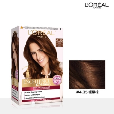 L'Oreal Paris 巴黎萊雅優媚霜 - 巴黎萊雅優媚霜三重護髮染髮霜 4.35 暖栗棕 #韓韶禧推薦款 #全新升級