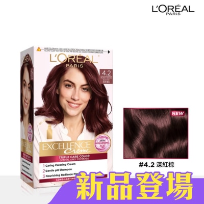 L'Oreal Paris 巴黎萊雅優媚霜 - 巴黎萊雅優媚霜三重護髮染髮霜 4.2 深紅棕色 #韓韶禧推薦款 #全新升級