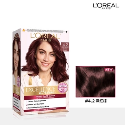 L'Oreal Paris 巴黎萊雅優媚霜 - 巴黎萊雅優媚霜三重護髮染髮霜 4.2 深紅棕色 #韓韶禧推薦款 #全新升級